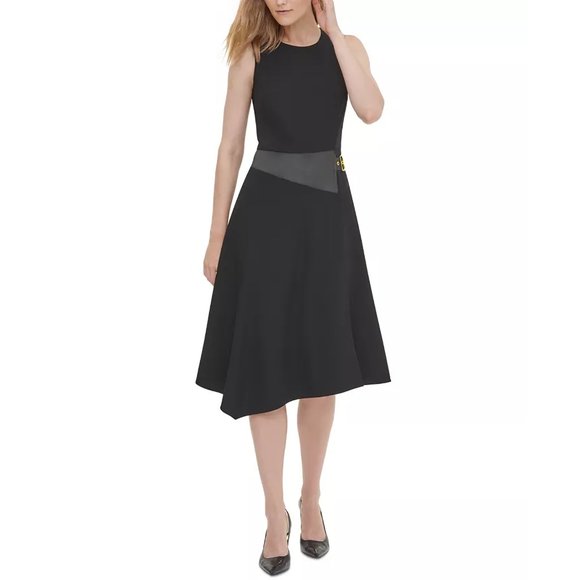NEW Calvin Klein Sleeveless Asymmetric Fit & Flare Dress, Size 4 - Picture 5 of 16